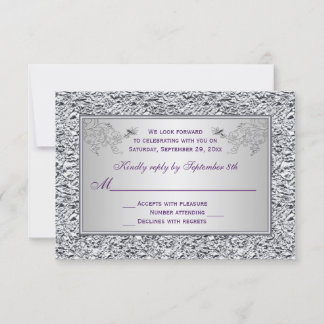 Tarjeta de respuesta floral de papel de plata FALS