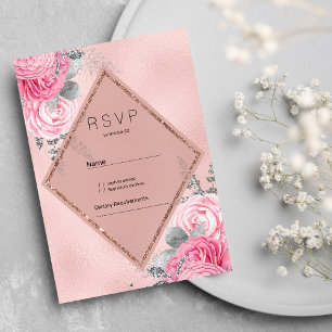 Tarjeta de respuesta floral de peonía con brillo p