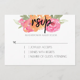 Tarjeta de respuesta floral de primavera rosa y na