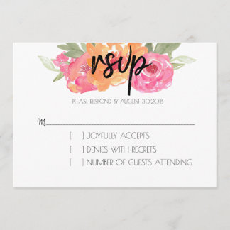 Tarjeta de respuesta floral de primavera rosa y na