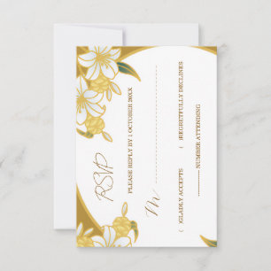 Tarjeta de respuesta floral dorada elegante – Boda