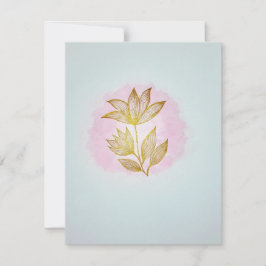 Tarjeta de respuesta floral dorada (RSVP)