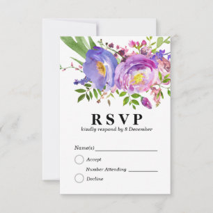 Tarjeta de respuesta floral elegante de 3,5" x 5"