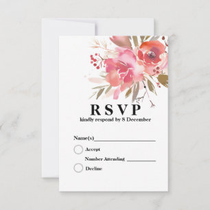 Tarjeta de respuesta floral elegante de 3,5" x 5"