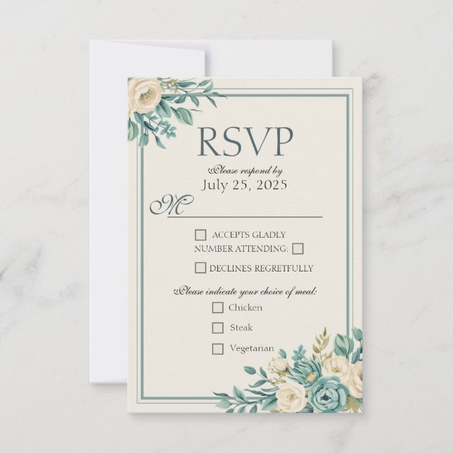 Tarjeta de respuesta floral formal ligera (Anverso)