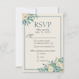 Tarjeta de respuesta floral formal ligera