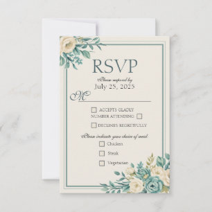 Tarjeta de respuesta floral formal ligera