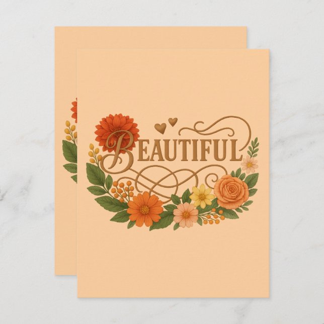 Tarjeta de respuesta floral hermosa | Elegante dor (Anverso / Reverso)
