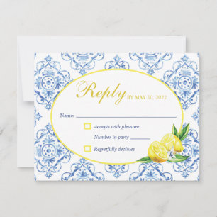 Tarjeta de respuesta floral italiana de baldosa az