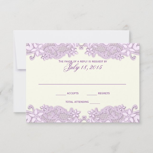 Tarjeta de respuesta floral Lavender Lace Country (Anverso)