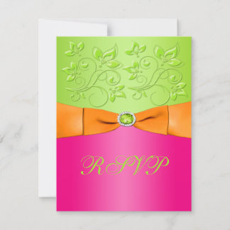 Tarjeta de respuesta floral Lime del Naranja rosa 
