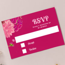 Tarjeta de respuesta floral magenta