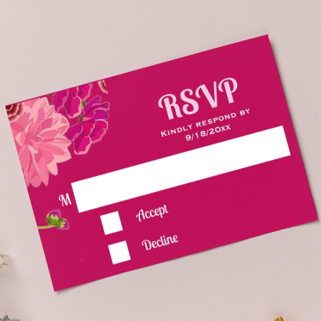 Tarjeta de respuesta floral magenta (Subido por el creador)