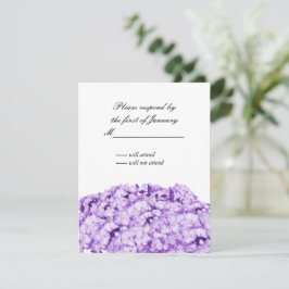 Tarjeta de respuesta floral monocromática púrpura