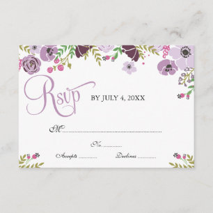 Tarjeta de respuesta floral Morado