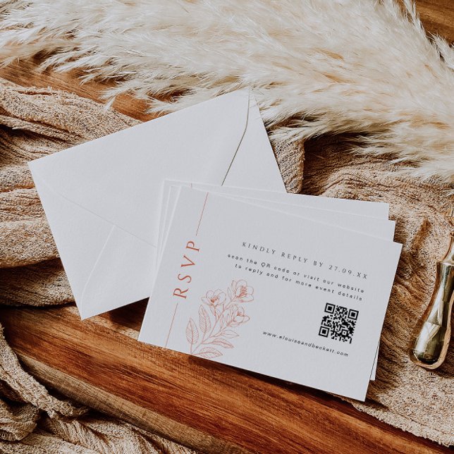 Tarjeta de respuesta floral naranja mínima con cód (Subido por el creador)