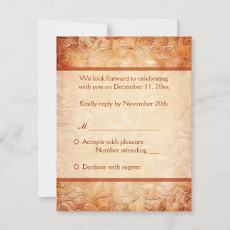 Tarjeta de respuesta floral naranja y marfil