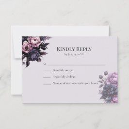 Tarjeta de respuesta floral negra gótica
