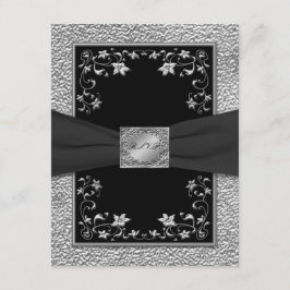 Tarjeta de respuesta floral negra y peltre