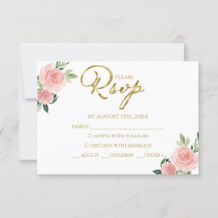 Tarjeta de respuesta floral Quinceanera Rubor