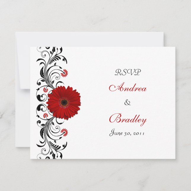 Tarjeta de respuesta floral Red Gerbera Daisy (Anverso)