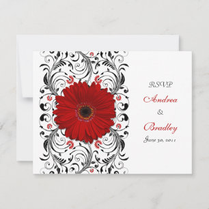 Tarjeta de respuesta floral Red Gerbera Daisy