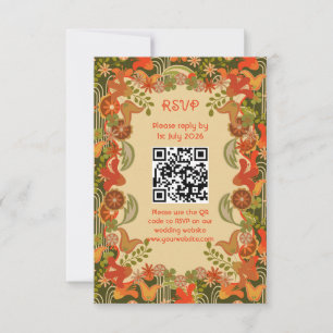 Tarjeta de respuesta - floral retro