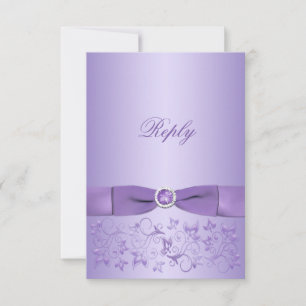 Tarjeta de respuesta floral RIBBON Lilac IMPRESA