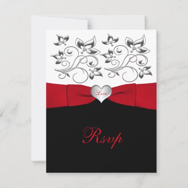 Tarjeta de respuesta floral RIBBON rojo blanco neg (Anverso)