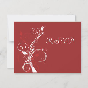 Tarjeta de respuesta floral roja y blanca