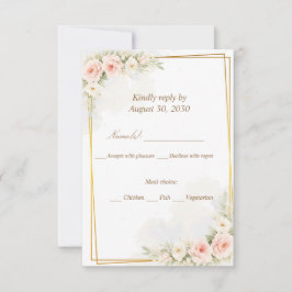 Tarjeta de respuesta floral romántica Dusty Blush 