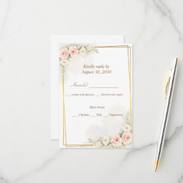 Tarjeta de respuesta floral romántica Dusty Blush