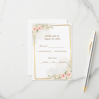 Tarjeta de respuesta floral romántica Dusty Blush 