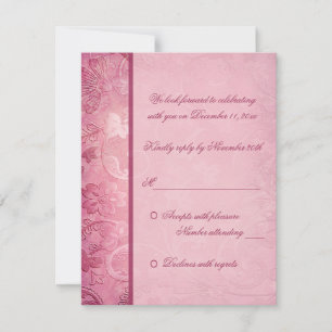 Tarjeta de respuesta floral rosa de cachemira