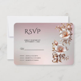 Tarjeta de respuesta floral rosa decorativa