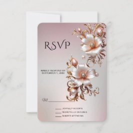 Tarjeta de respuesta floral rosa decorativa