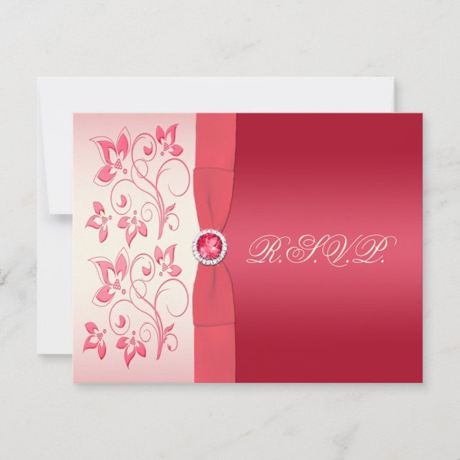 Tarjeta de respuesta floral rosa e marfil de sandí (Anverso)