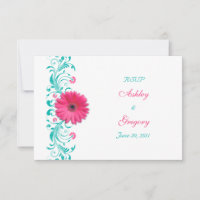 Tarjeta de respuesta floral rosa Gerbera Daisy