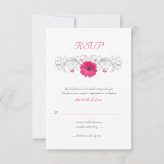 Tarjeta de respuesta floral rosa Gerbera Daisy