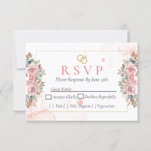 Tarjeta de respuesta floral rosa moderna