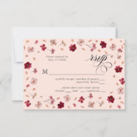 Tarjeta de respuesta floral, rosa rojo presionado 