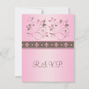 Tarjeta de respuesta floral rosa y mocha