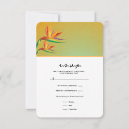 Tarjeta de respuesta floral tropical Ave del Paraí