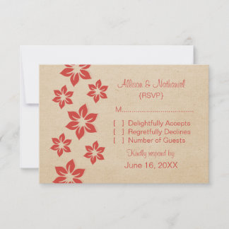 Tarjeta de respuesta floral tropical roja