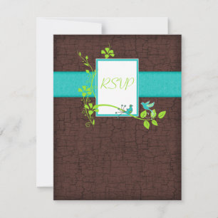 Tarjeta de respuesta floral verde marrón turquesa
