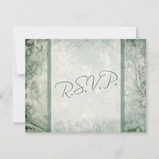Tarjeta de respuesta floral verde y marfil