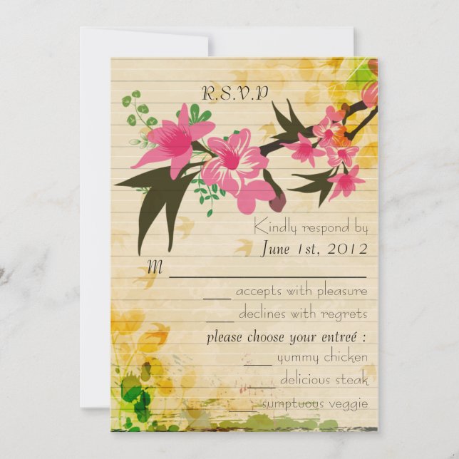 Tarjeta de respuesta floral vintage (Anverso)