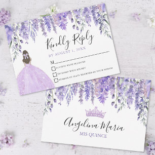 Tarjeta de Respuesta Floral Violeta Tiara Púrpura 