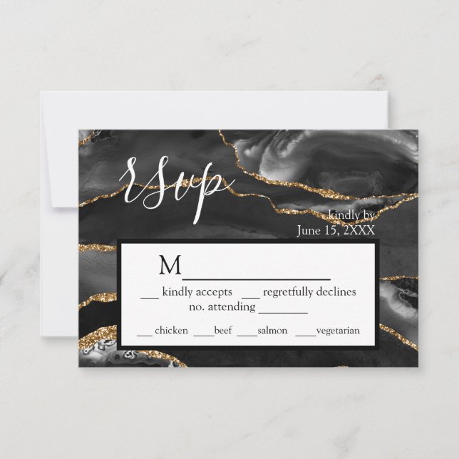 Tarjeta de respuesta formal de Purpurina de oro RS (Anverso)