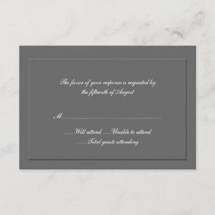 Tarjeta de respuesta formalmente gris Boda